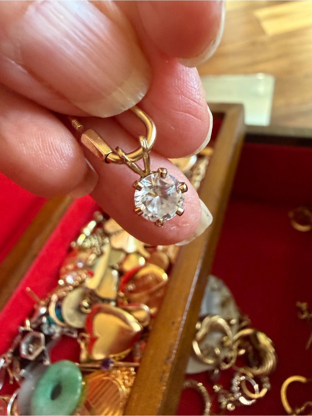 Vintage Gold-filled Diamond CZ Solitaire Pendant